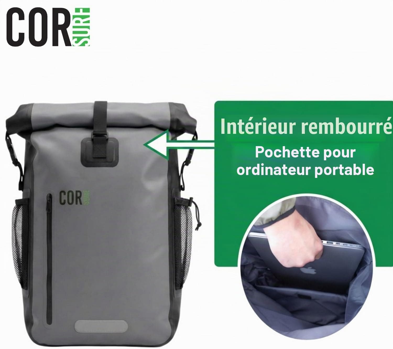 COR Surf Sac à Dos étanche avec Protection pour Ordinateur Portable | Sac étange Impermeable Sac