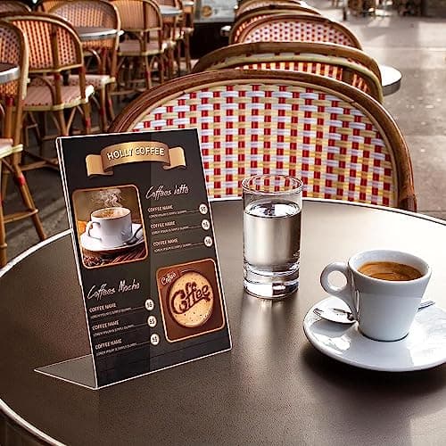 Auzkong Lot de 5 Supports de Panneau inclinés en Acrylique Transparent, Présentoir en A5, Supports de A5 en Acrylique, Présentoir A5 pour Restaurants Hôtels Menus Magasins Bureaux