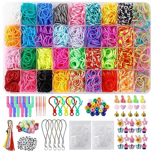 2600+ Elastique Bracelet Kit,36 Bracelets Elastiques en caoutchouc de couleurs différentes,C'est le meilleur choix pour les enfants pour fabriquer des bracelets,des boucles d'oreilles et des colliers