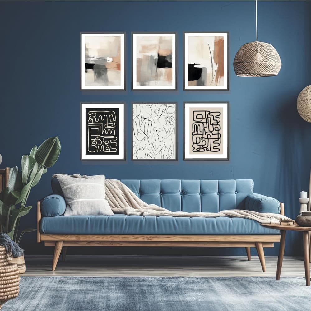 Winund Set de 6 affiches decoration murale 30x40 cm – SANS CADRE, poster mural pour salon et chambre – affiche murale moderne, tableau deco