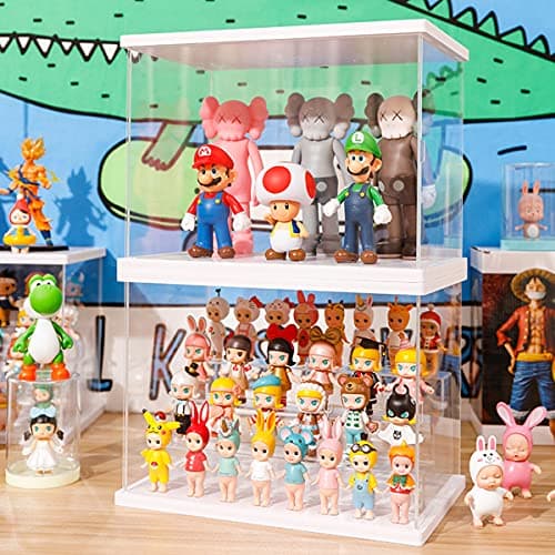 Nynelly 5 Niveaux Vitrine pour Collection Vitrine Acrylique Boîte De Rangement Organisateur Cube, Vitrine Antipoussière pour Funko Pop Figures Jouets De Collection, Blanc, 12.6" L x 11.8" W x 12.8" H