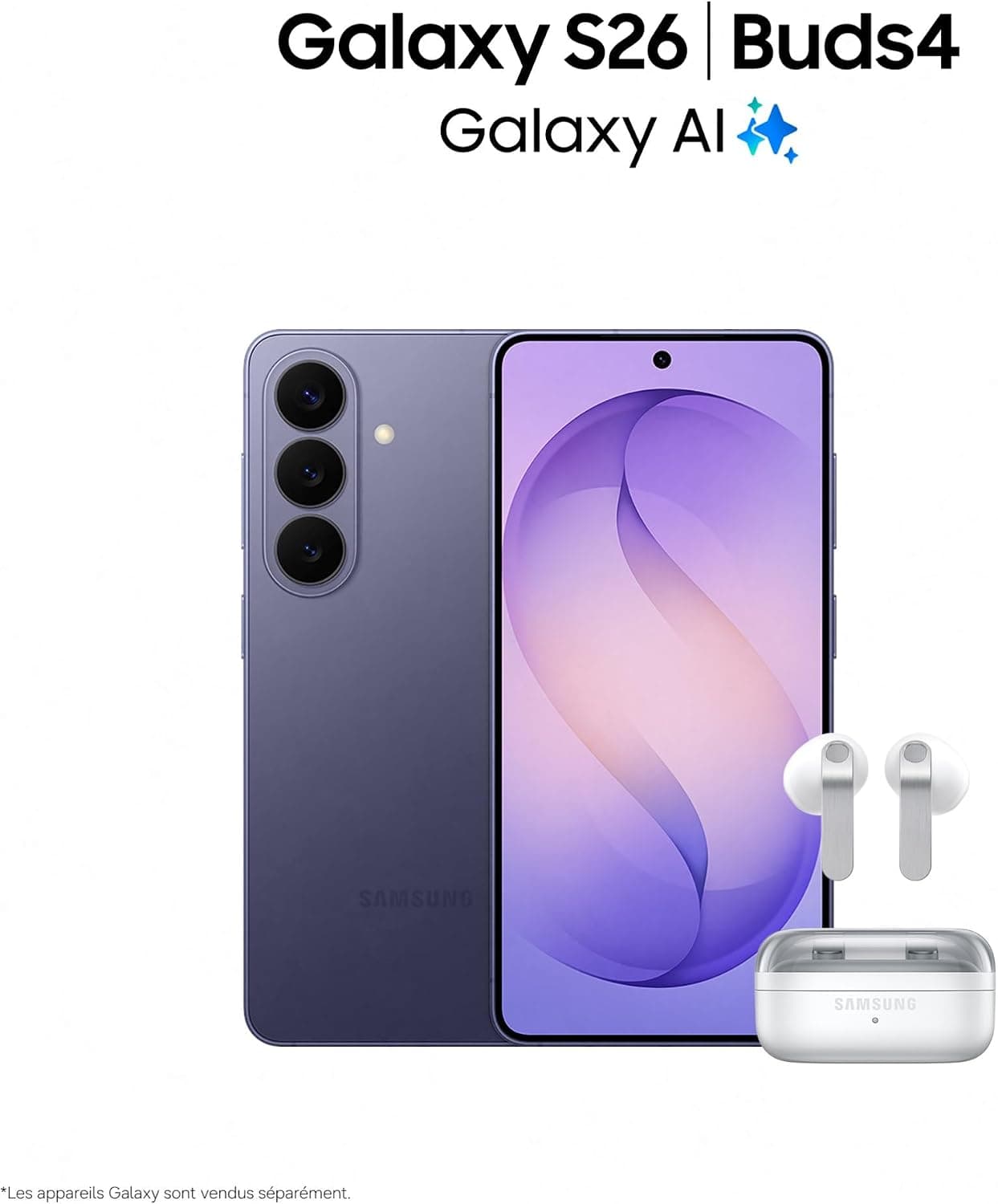 Samsung Galaxy S26, Smartphone Android 5G avec Galaxy AI, 256 Go, Chargeur Secteur Rapide 25W Inclus, Smartphone déverrouillé, Noir, Version FR