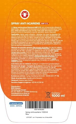 Spray anti-acariens pour matelas et coussins 1000 ml - Spray anti-acariens comme remède contre les acariens de la poussière de maison - inodore, très efficace et testé en laboratoire