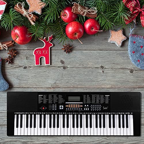 Alightup Piano à Clavier Électrique Portable 61 Touches avec Haut-Parleurs Intégrés Écran LED Casque Microphone Support de Partition