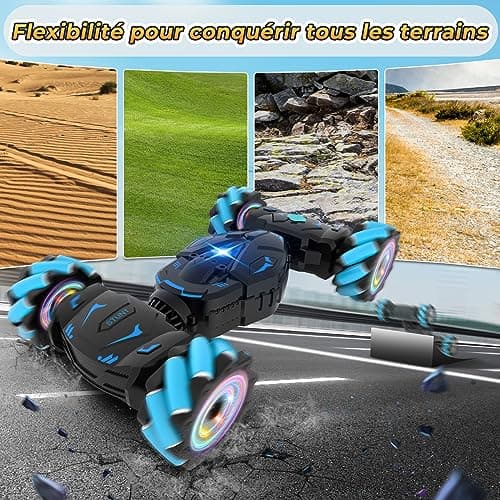 Pristar Voiture télécommandée avec la Main, avec Lumière et Spray, Jouet RC Car Drift 4WD 2,4 GHz, Rotation à 360°, Cadeau pour Filles Garçons Enfants de 6 8 9 10 Ans
