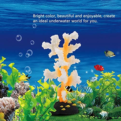 Smandy Corail Artificiel, Corail Lumineux de Silicone d'usine de Simulation pour la décoration de réservoir de Poissons Ornements d'aquarium(Jaune)