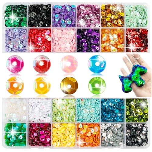 Sequins à Coudre 5mm, Paillettes Couture de 24 Couleur, Sequins Loisirs Créatifs avec Boîte Sequins Pour Couture Paillettes Pour Fabrication d'Artisanat Décoration Vêtement Mariage Bijoux