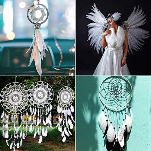 Suneast Lot de 300 Plumes d'oie pour Loisirs Créatifs, Attrape-Rêves, Boucles d'oreilles, Mariage, Festival, Décoration de Fête Prénatale - Blanc, 5-8cm