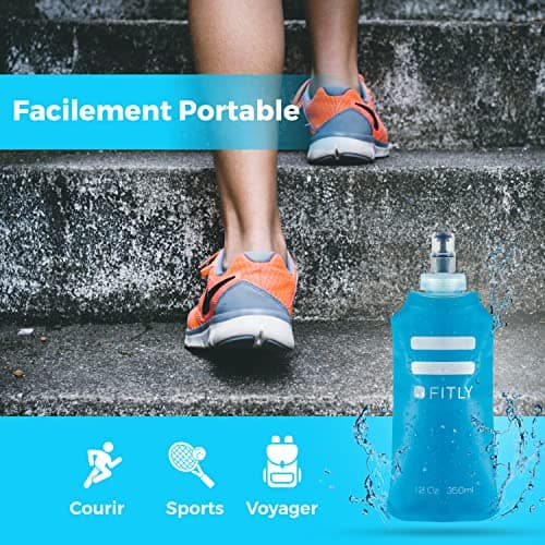 FITLY Gourde Souple Pour Sac D'hydratation De Course - Idéal pour Le Running, Vélo, Randonnée - Bouteille D'eau Pliable pour Utilisation en Extérieur - Flasque souple pour l'hydratation