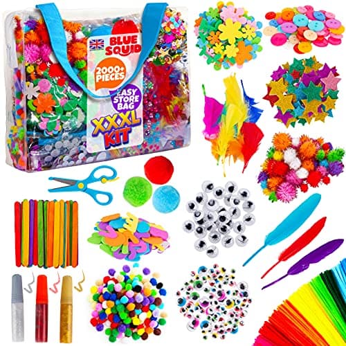 Blue Squid Kit Activés Manuelles Artistiques pour Enfants - Maxi Trousse Luxe 2000 Pcs Décoration Bricolage Créatif Vacances, Cadeau Garçon et Fille ge 4-12 ans, Guide Accès Vidéos en Ligne