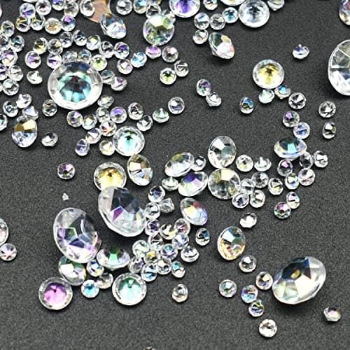 4000 pièces Diamants Acryliques Artificiels 3mm,6mm,10mm Table Décoration Diamants Acryliques pour Décoration Noël Mariage Fête D'anniversaire Table Décoration Mariage (Diamants de couleur AB)