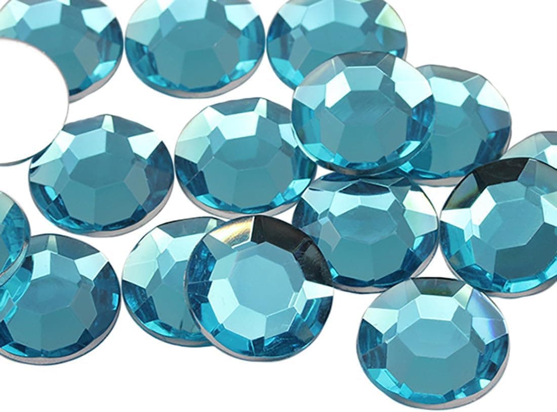 Allstarco 15mm (19/32") Strass ronds Bleu aqua en acrylique, 50 pièces
