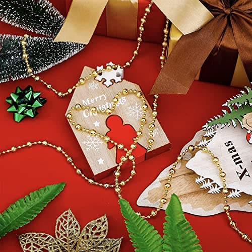 Guirlande de Noël 15M - Ornements de Sapin avec Perles de 8 mm et 4 mm - Décoration de chaîne de Sapin (Bleu)