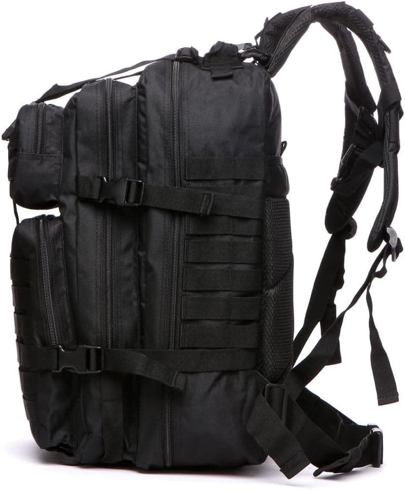 Sac À Dos Tactique 50 Litres - Grande Capacité Système MOLLE Militaire Imperméable Idéal Pour Urgences De 3 Jours Chasse Randonnée Et Camping Sac À Dos Pour De Plein Air (Noir)