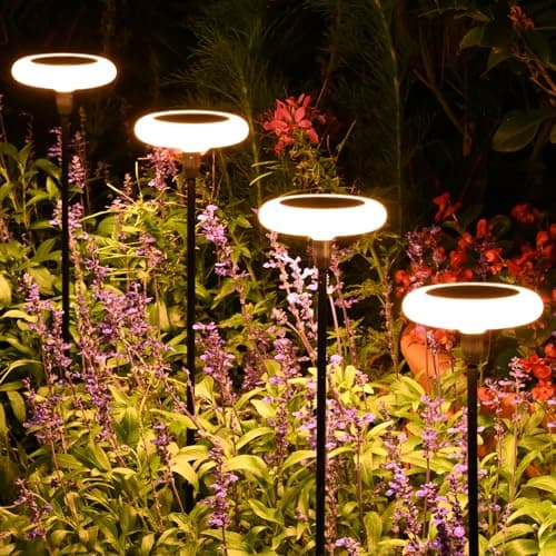 Carastek Lampe Solaire Exterieur 4 Pièces Blanc Chaud Lampe Solaire LED Extérieur Jardin IP65 Étanche Lampes de Jardin avec Extra brillantes 34 lumens pour Passerelle,Balcon, Decoration de Fête