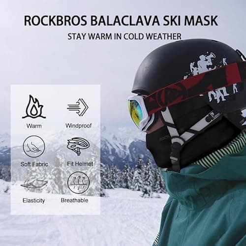 ROCKBROS Cagoule Moto Polaire Balaclava Hiver Tour de Cou Homme Femme Coupe-Vent Respirant Thermique Motif/Filtre Masque pour Vélo Ski Running Snowboard Chaud sous Casque 9 Couleurs-Noir