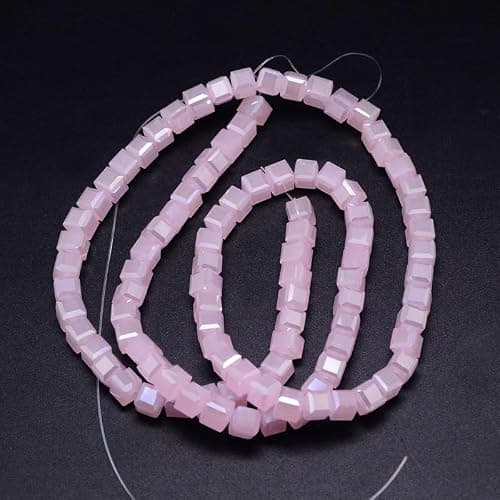Lot de 50 perles en cristal tchèque, cubes, de Bohême, en verre taillé, 2 x 2 mm, roses