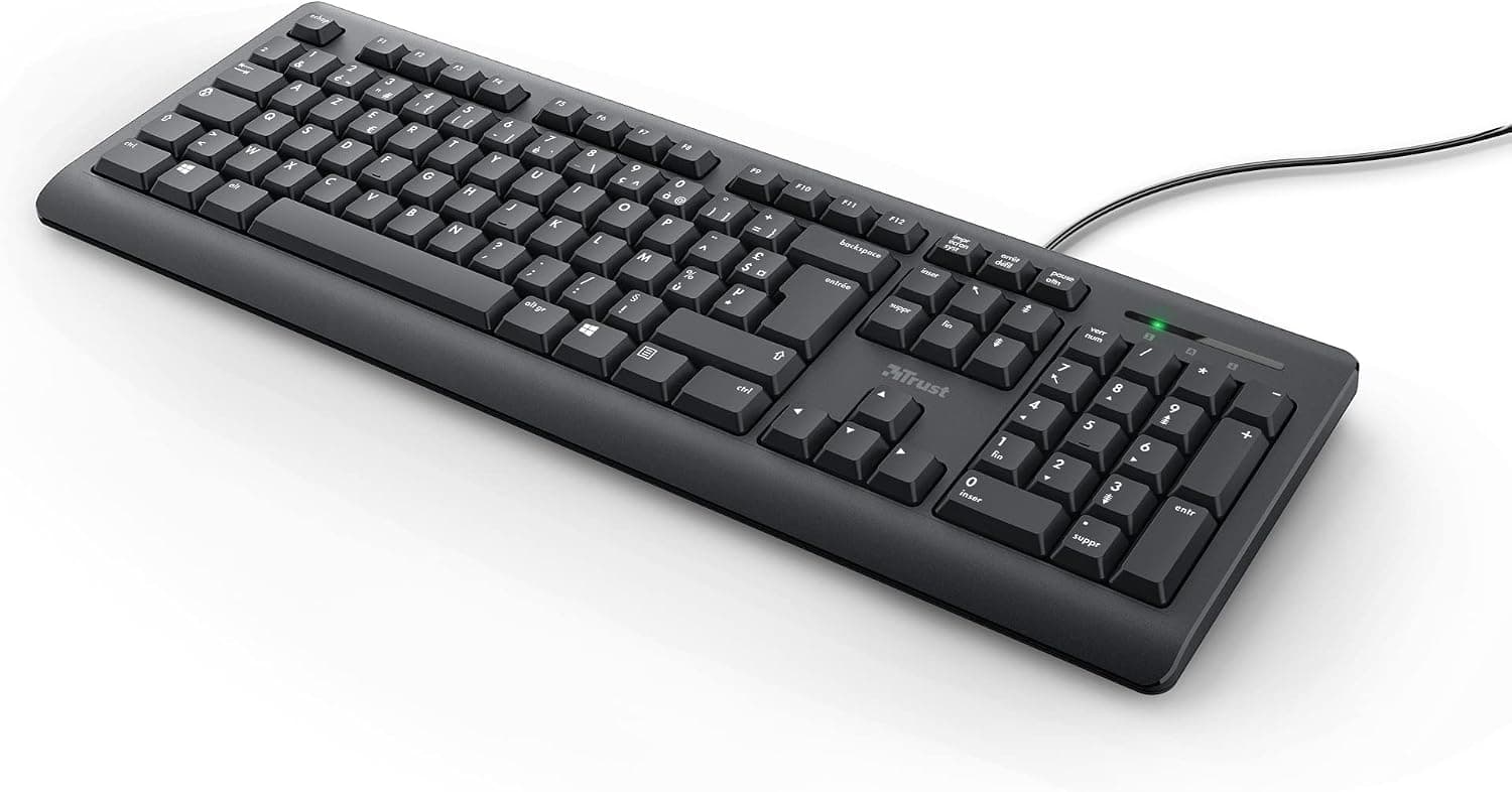 Trust Taro Clavier Filaire USB AZERTY Français, Touches Plates, Noir | AZERTY FR