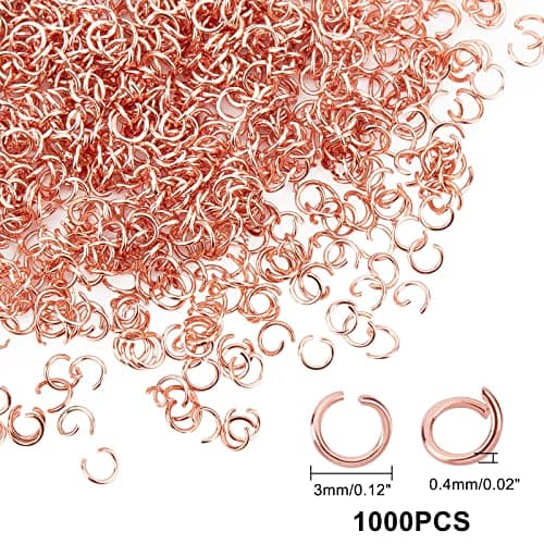 UNICRAFTALE Environ 1000pcs 3mm Or Rose Anneaux de Saut Ouverts en Acier Inoxydable Anneaux de Saut en Forme de O Résultats de Bijoux pour DIY Bracelets Colliers Fabrication de Bijoux