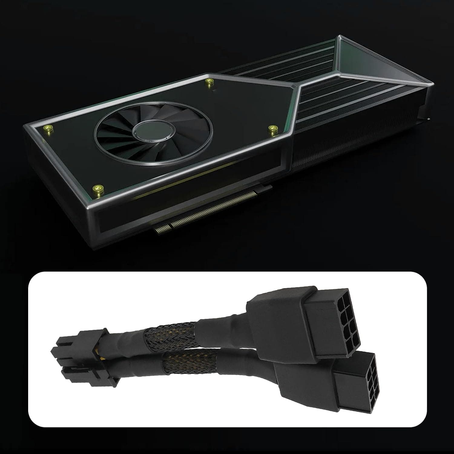 OTOTEC Câble d'alimentation GPU Double 8 Broches vers 8 Broches Câble d'alimentation Graphique 10 Cm 030-1233-000 Compatible avec NVIDIA RTX A6000 La Carte Graphique