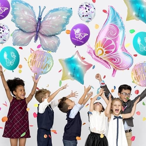 Ballons Papillon 5 ans Anniversaire Décoration, Fille 5 Papillons Décoration, Papillons Decoration Anniversaire 5 ans, Ballon 5 ans violet Papillon, Fille 5 ans Décoration de fête