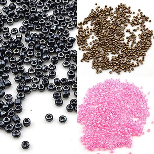 Lot de 3300 perles de rocaille en verre de 3 mm - Couleur métallique - 8/0 - Perles poney transparentes pour enfants - Bronze
