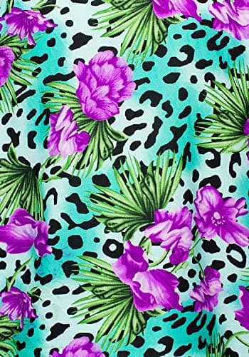 King Kameha Funky Hawaïenne Cover-Up Paréo Sarong, Leopard Flowers, Turquoise, Petit