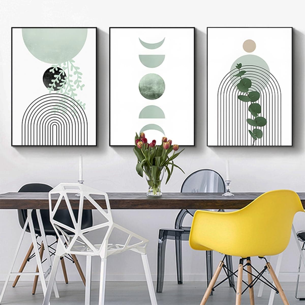 JNAOZI Images de Plantes esthétiques Images décoratives Boho Images murales d'art Abstrait Moderne Ensemble d'affiches bohème, sans Cadre (ensemble-01,50x70 cm * 3 pièces)