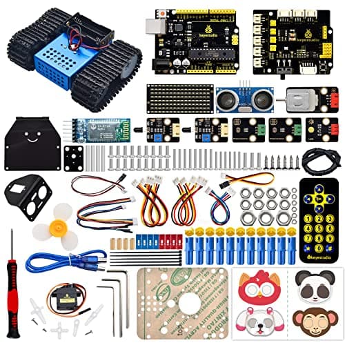 KEYESTUDIO Smart Robot Tank Car Kit V2 Compatible avec Arduino IDE Kit de Construction électronique avec microcontrôleur, Module Bluetooth, Robot de Voiture Jouet pour Enfants