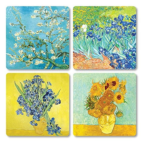 Giallobus - 4 carrés Multi-Panneaux - Vincent Van Gogh - Les Plus Belles œuvres de Van Gogh - Collection 3 - Bois MDF - 29,7x29,7 - x 4 pièces