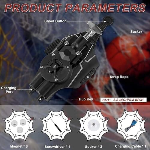 NEOVSUNY Superheros Lanceur de Toile D'araignée de Lanceur de Tireur de Web,Gant de Cosplay - pour Spider-Mans Shooter,Jouet de Tir À Cordes '