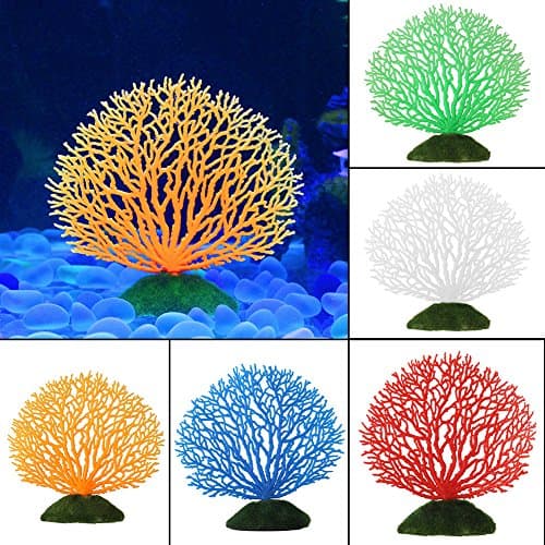 Fdit Ornements Artificielle Décoration Corail Plante Ornement Silicone Décoration Artificielle pour Aquarium Réservoir Poissons(Bleu)