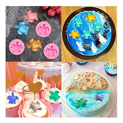 4 Pièces Moule Silicone Tortue Moules À Fondant Animaux Moulle Silicone Patisserie 3D Animal Tortue Silicone 3D Moules de Cuisson pour Décorer des Gelée Chocolat Gâteaux Bonbons