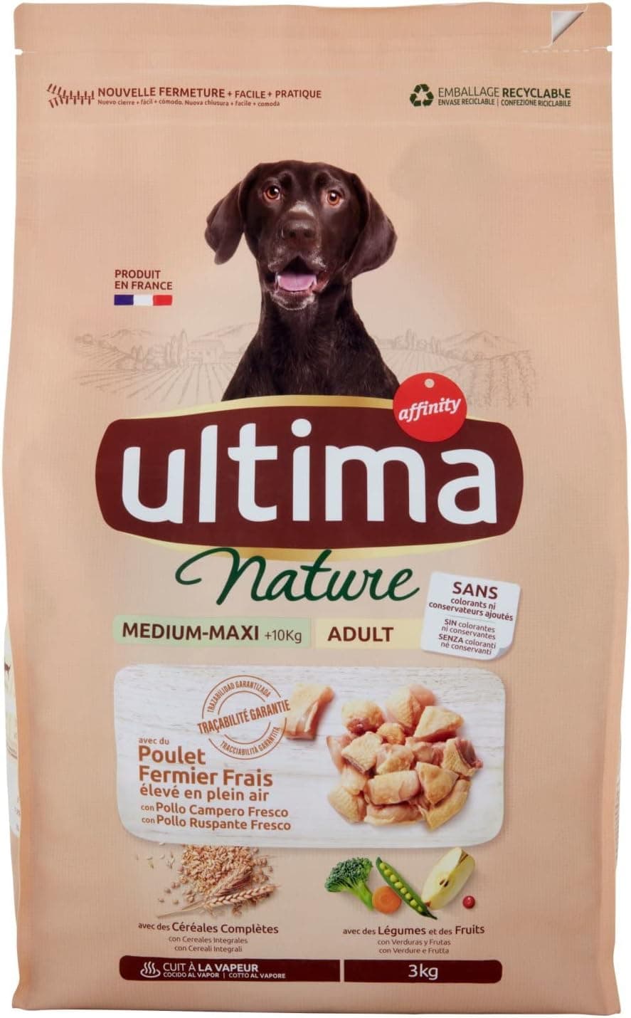 Ultima Nature Croquettes pour Chien Adult Medium/Maxi au Poulet - 3 kg