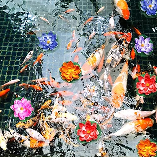 aupawdy Lot de 10 lotus artificiels en mousse imperméable pour bassin de jardin, aquarium, décoration d'aquarium