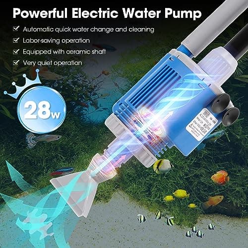 Weigudoc 6 en 1 Aspirateur Aquarium Electrique, Kit de Nettoyage de Gravier, Réservoir à Poisson Changeur d'eau Filtre pour Changement d'eau et Lavage Sable