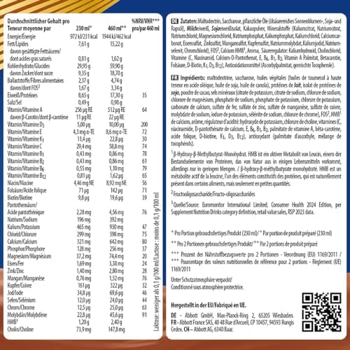 Ensure NutriVigor - Complément alimentaire avec protéines, 27 vitamines et minéraux et HMB - Pour une alimentation saine et équilibrée - Chocolat - 1 x 850 g