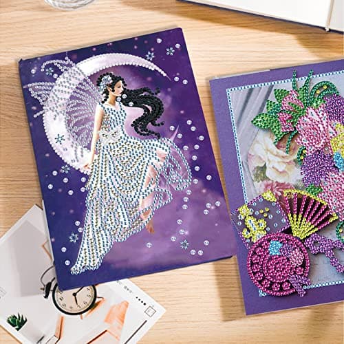 DCIDBEI 2 Pack A5 Carnet Broderie Diamant Carnet de Voyage A5 Diamond Painting Carnet de Notes Diamant Painting Carnet de Note Fleurs Fée Cahier Diamond Painting Journal de Suivi Journal Intime Adulte