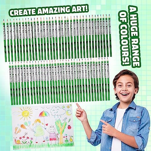 Minecraft Crayon de Couleurs Enfant Coloriage Enfant Coffret 72 Crayons de Couleur pour Coloriage, Idée Cadeau Enfant Garcon Fille Accessoire Officiel Couleurs Assorties