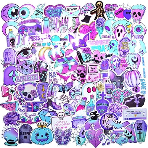 Huaxintoys Gothiques Autocollants Graffiti Vinyle Stickers, Autocollant Gothiques Déco pour Ordinateur Portable, Valises, Moto, Skateboard, Voiture (100 pièces)