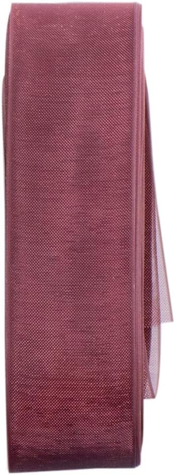 Trimming Shop Organza Ruban Tissé Bord Large Extra Fin pour Cadeau Paquet Emballage, Scrapbooking, Arts et Artisanat, Fête Décoration, Cheveux Noeuds - Bordeaux, 10mm