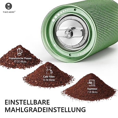 TIMEMORE Chestnut C3s PRO, moulin à café manuel, corps entièrement métallique, fraise conique S2C en acier inoxydable, moulin à café manuel avec poignée pliante, pour Espresso et French Press, vert.