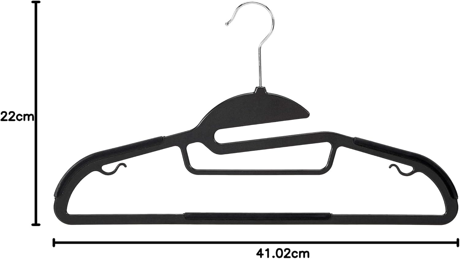 Amazon Basics Lot de 30 cintres en plastique ultra robustes antidérapants avec caoutchouc et barre horizontale, Gris