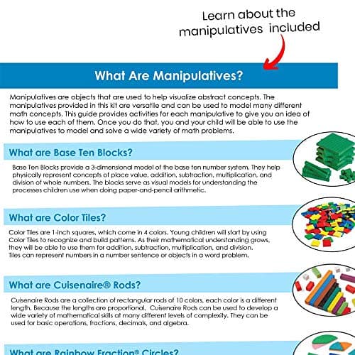 Learning Resources Kit de matériel de manipulation à domicile, objets mathématiques à manipuler pour l’apprentissage à domicile avec des cubes à emboîter, des cubes de base 10, 8+