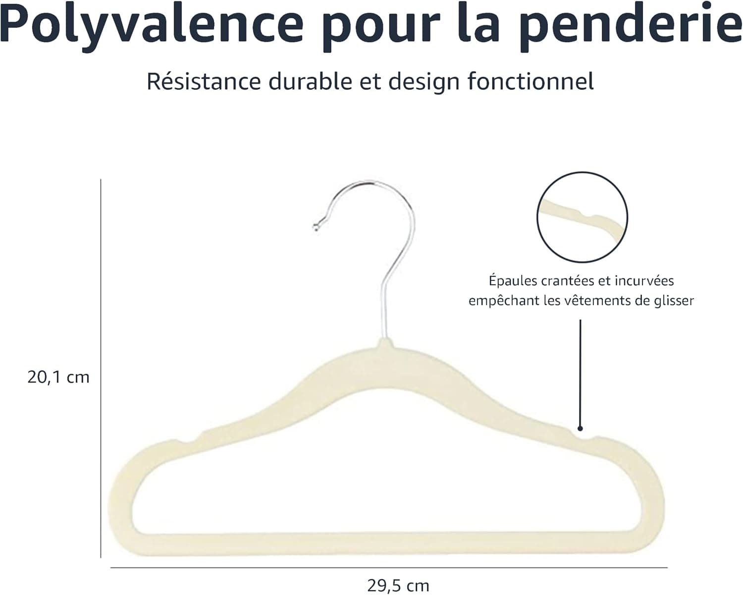 Amazon Basics Lot de 30 cintres antidérapants en velours pour enfants et tout-petits, 29 cm, beige