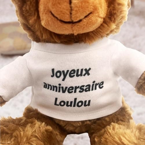 Ourson en peluche personnalisable – Ajoutez votre message | Cadeau original pour Fête des Mères, Fête des Pères, Noël, Anniversaire | 20 cm (Message au choix)