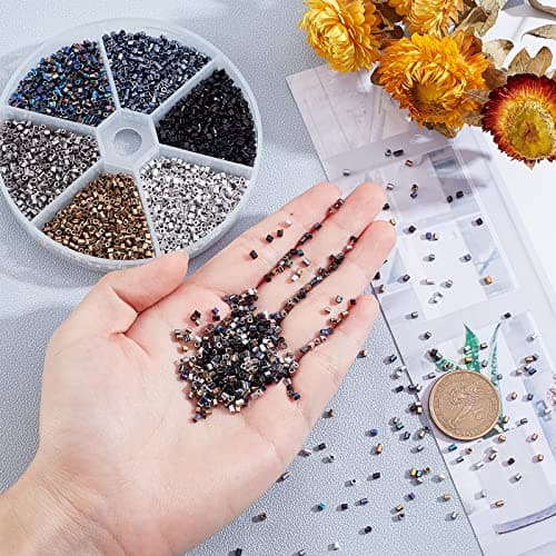 PH PandaHall Environ 5400~600pcs Perle de Rocaille 6 couleurs électrolytiques Perles opaques métalliques 12/0 Perles de Rocaille Carrées pour Boucle D'oreille Collier Bracelet