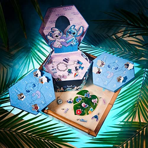 Disney Stitch Calendrier de l'Avent 2024 pour Fille - Bijoux avec Bracelet Charms (Bijoux Bleus)