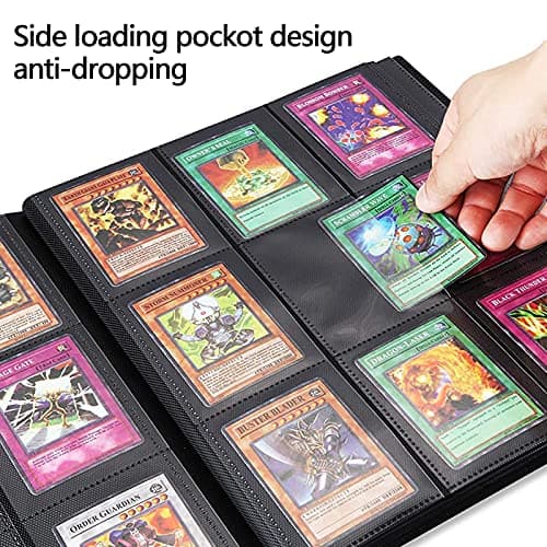 classeur carte pokemon, Porte Carte pochette 360 Cartes, Livre, Album classeur pour Cartes à Collectionner Pour Pokémon, YU-Gi-Oh 31x25x2cm (Noir)