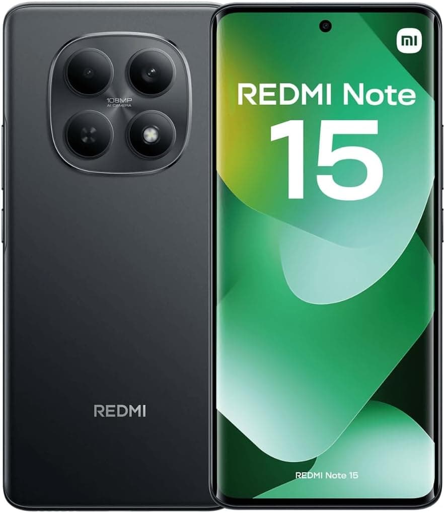 Xiaomi Redmi Note 15 4G 6 + 128GB Smartphone Noir, 6000mAh Batterie Haute capacité et Charge Turbo de 33 W, SIM 1 + Double Veille Hybride, 6,77 Verre écran Haute durabilité, Chargeur Non Inclus.